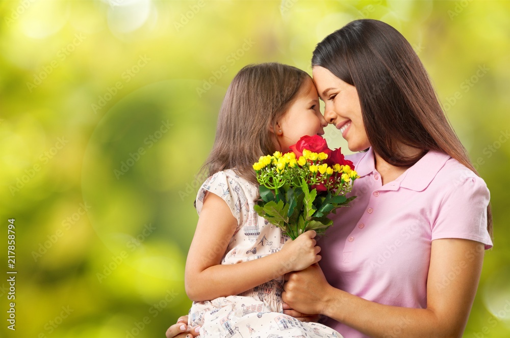 Happy Mother and daughter hugging Happy Mother and daughter hugging