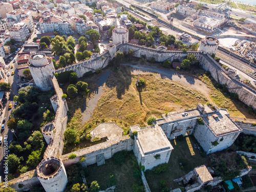 Aerial Drone View of Yedikule Fortress in Istanbul / Turkey. photo