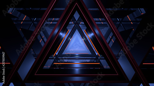 Computer generated abstract futuristic triangle corridor in low key © Vice and Virtue