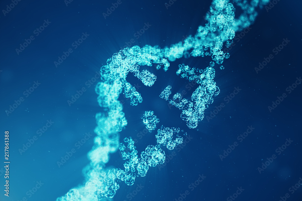 Digital DNA molecule, structure. Concept binary code human genome. DNA molecule with modified genes. 3D illustration Digital DNA molecule, structure. Concept binary code human genome. DNA molecule with modified genes. 3D illustration