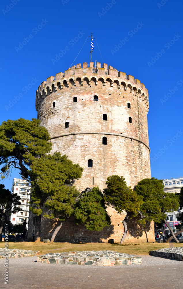 White Tower of Thessaloniki, Greece. City landmark
