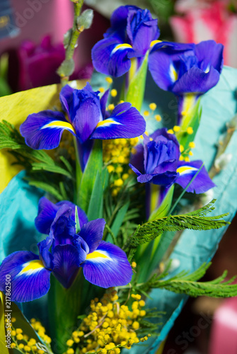 Chic and bright festive bouquet of flowers
