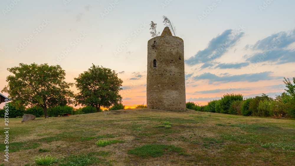 sunset with medival guard tower sunset with medival guard tower
