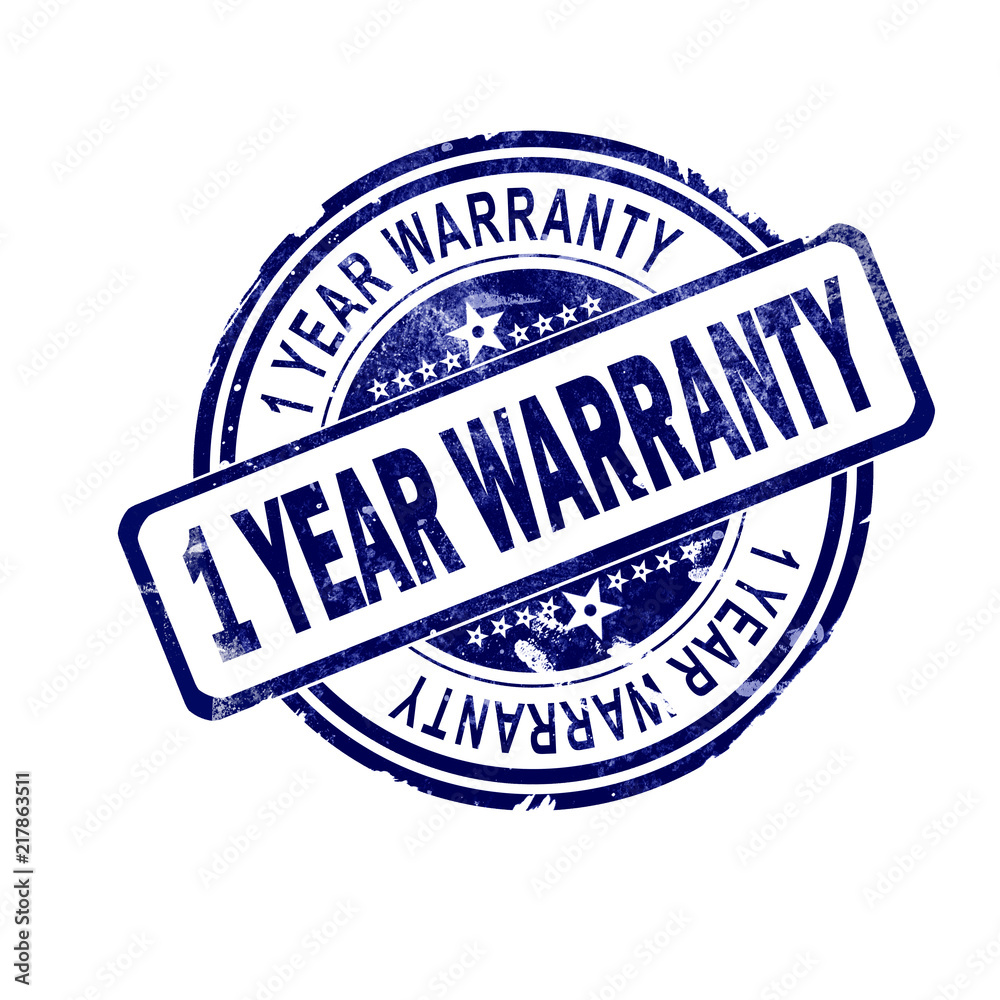 1 year warranty word with blue round stamp 1 year warranty word with blue round stamp