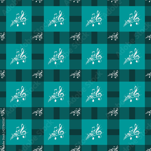 Seamless pattern with music notes and square. illustration.