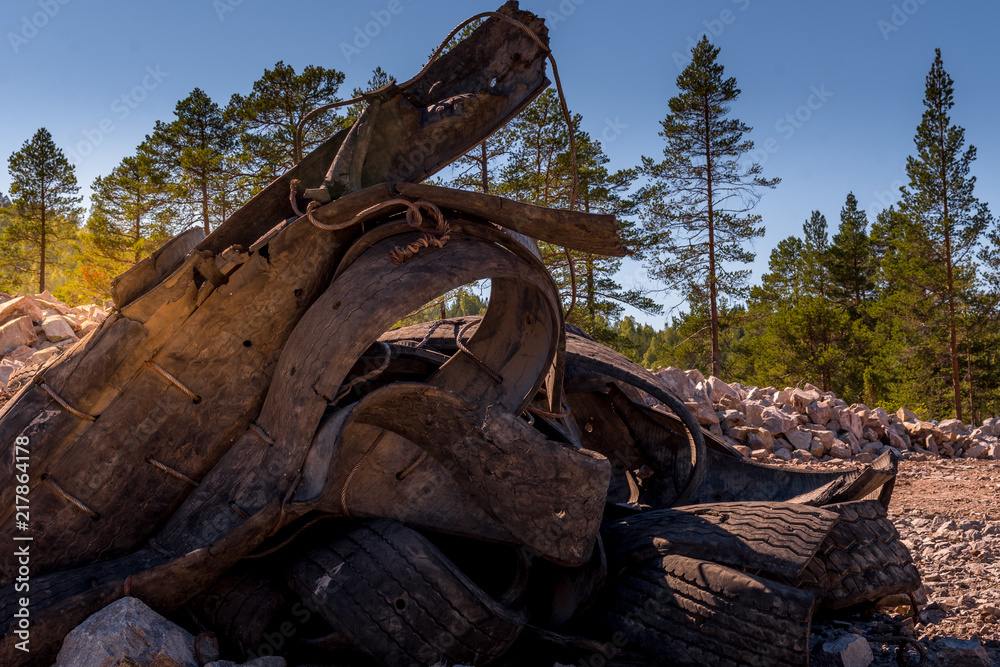 Fototapeta premium Pneus de chenilles