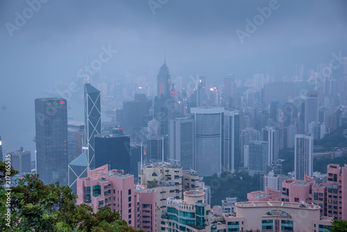 Photography Hong Kong skyline. View from Victoria Peak.