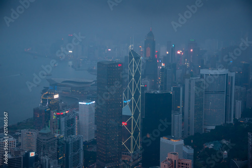 Photography Hong Kong skyline. View from Victoria Peak.
