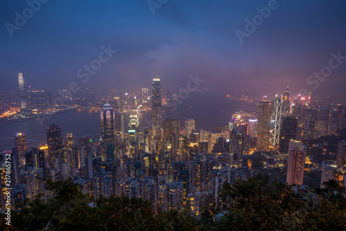 Hong Kong skyline. View from Victoria Peak. © sihasakprachum
