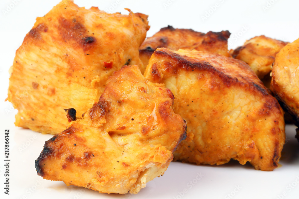 Chicken Shish Kebab Tawook Tikka grill on white background Chicken Shish Kebab Tawook Tikka grill on white background