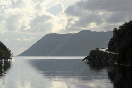 Coastal road along Erfjorden, Rogaland county, Norway photo