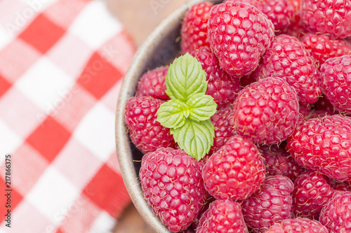 Fresh raspberry with leaves  photo