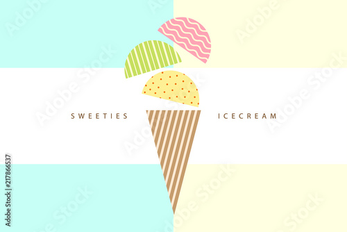 Ice cream abstract art pastel color minimal style vector illustration 