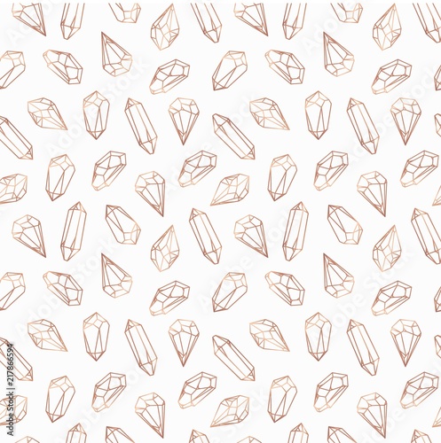 Seamless pattern made of crystals and stones, gems