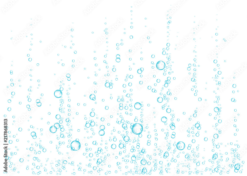 Underwater fizzing air, water or oxygen  bubbles.