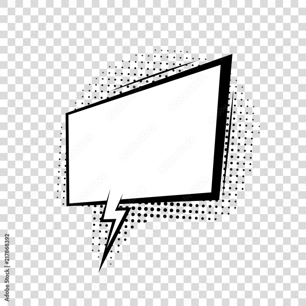 Fototapeta premium Speech bubble with halftone shadows in cartoon, comic style.