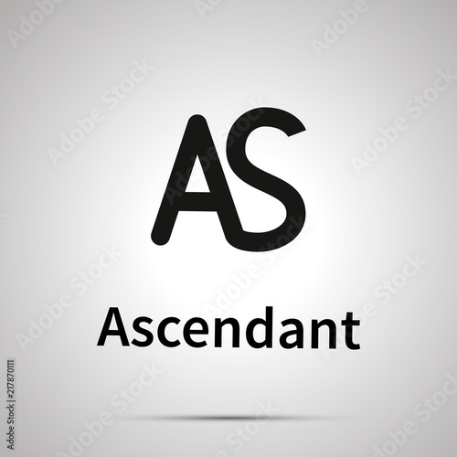 Ascendant astronomical sign, simple black icon with shadow