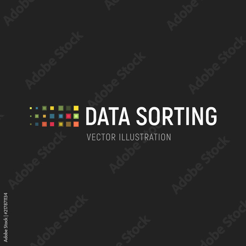 Big data base vector emblem. Data sorting geometric icon. Information sorting abstract logo. Digital technology simple label. Colored squares logo template. Advanced analytics visual design.