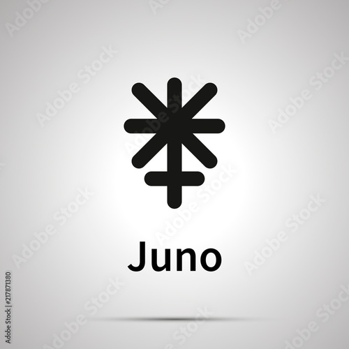 Juno astronomical sign, simple black icon with shadow photo