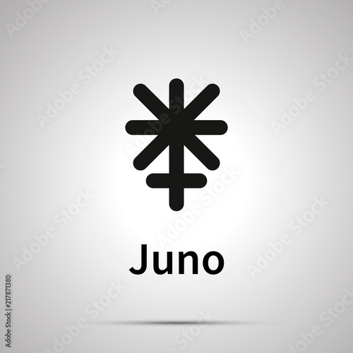 Juno astronomical sign, simple black icon with shadow