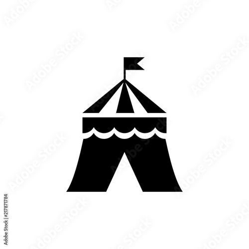 Circus Tent. Flat Vector Icon illustration. Simple black symbol on white background. Circus Tent sign design template for web and mobile UI element