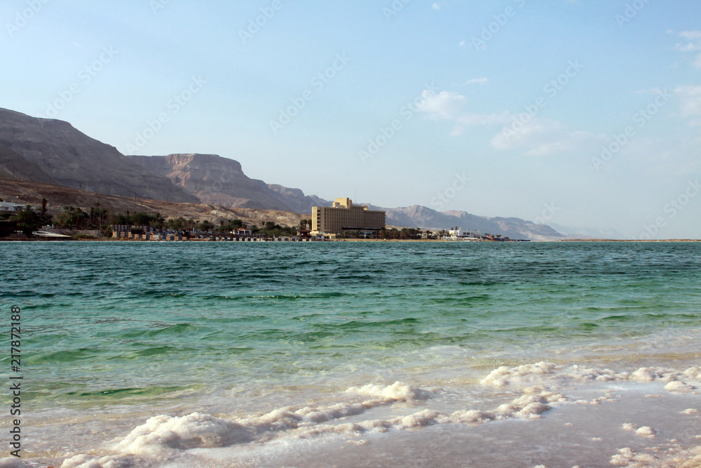 Dead Sea and coastline with hotels