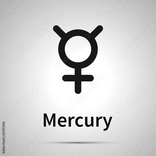 Mercury astronomical sign, simple black icon with shadow