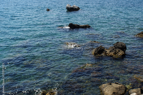 Rocky bay with giant boulders daytime