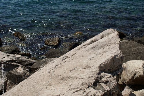 Rocky bay with giant boulders daytime