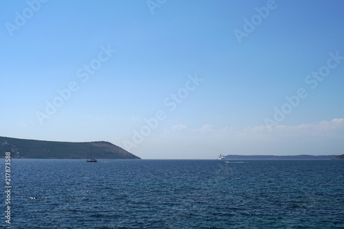 A bay in the distance of a sea