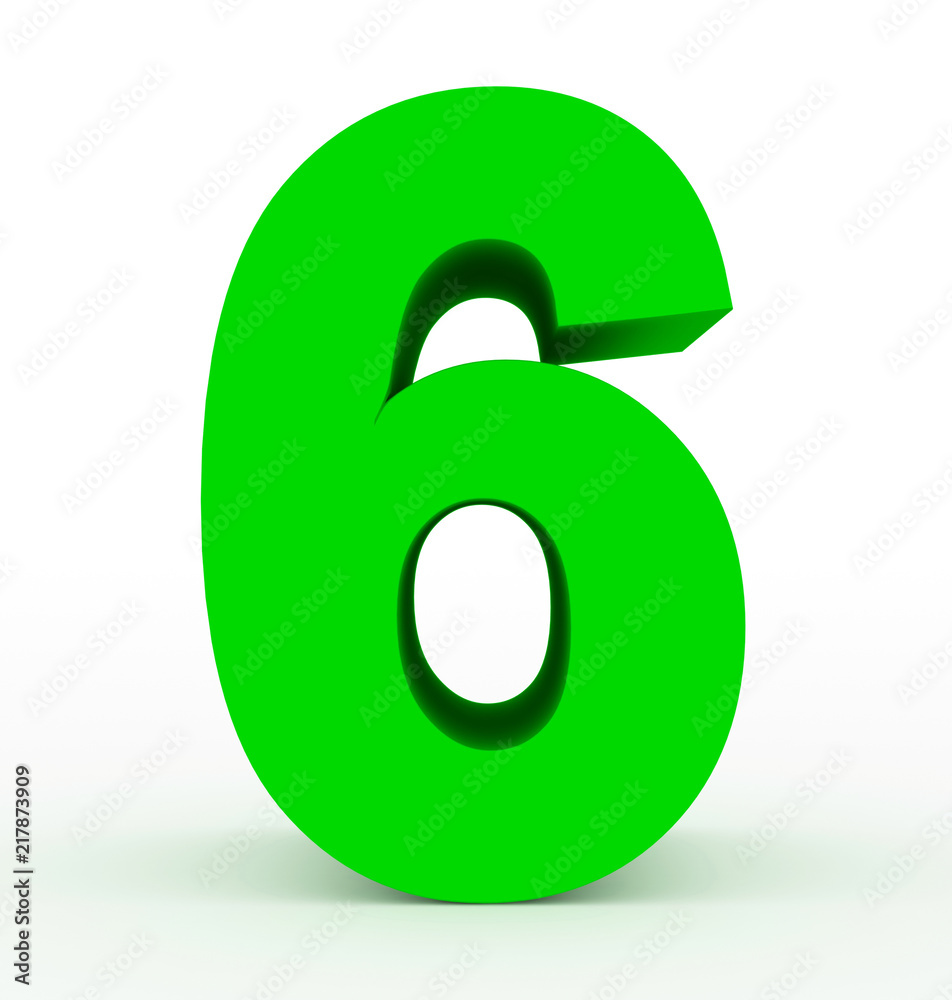 number 6 3d green isolated on white number 6 3d green isolated on white