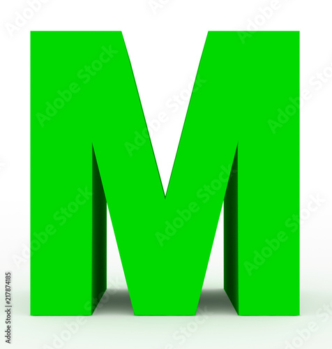 letter M 3d green isolated on white