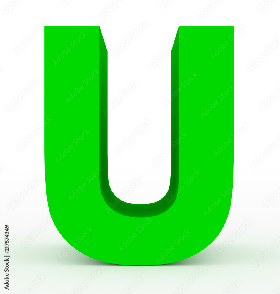 letter U 3d green isolated on white