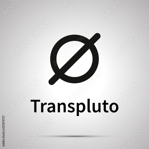 Transpluto astronomical sign, simple black icon with shadow on gray photo