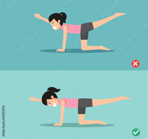 Woman wrong and sunbird pose ,vector illustration