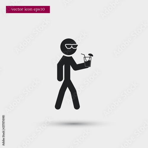 Man with cocktail icon. Simple vacation element illustration. Holiday symbol design from summer collection. Can be used in web and mobile.