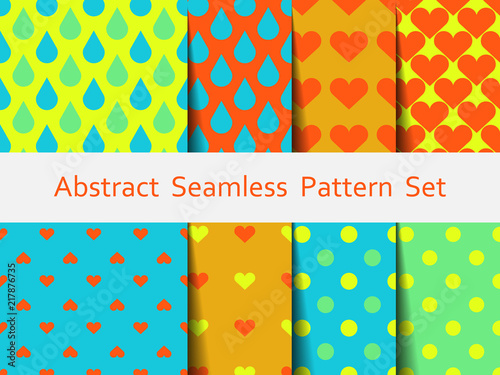 Abstract seamless colorful pattern set. Nice and beautiful modern vector graphic illustration