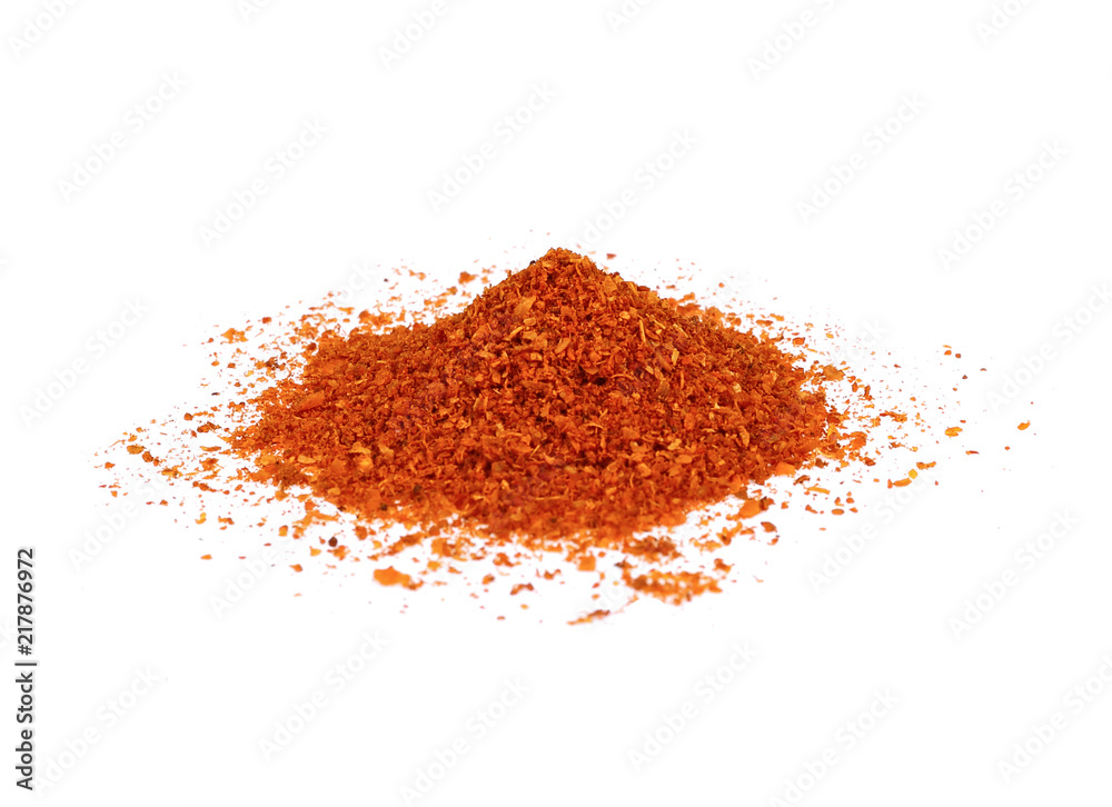 Red Chili Pepper powder isolated on white background Red Chili Pepper powder isolated on white background