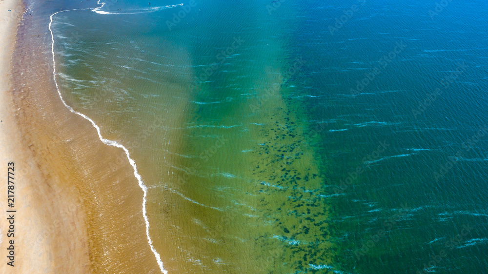 Beach and ocean waves from above taken by a drone in Zeeland in the  Netherlands Stock Photo | Adobe Stock