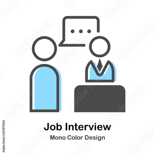 Job Interview Mono Color Illustration