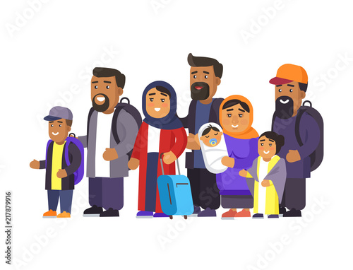 Travelers in Good Mood Set Vector Illustration