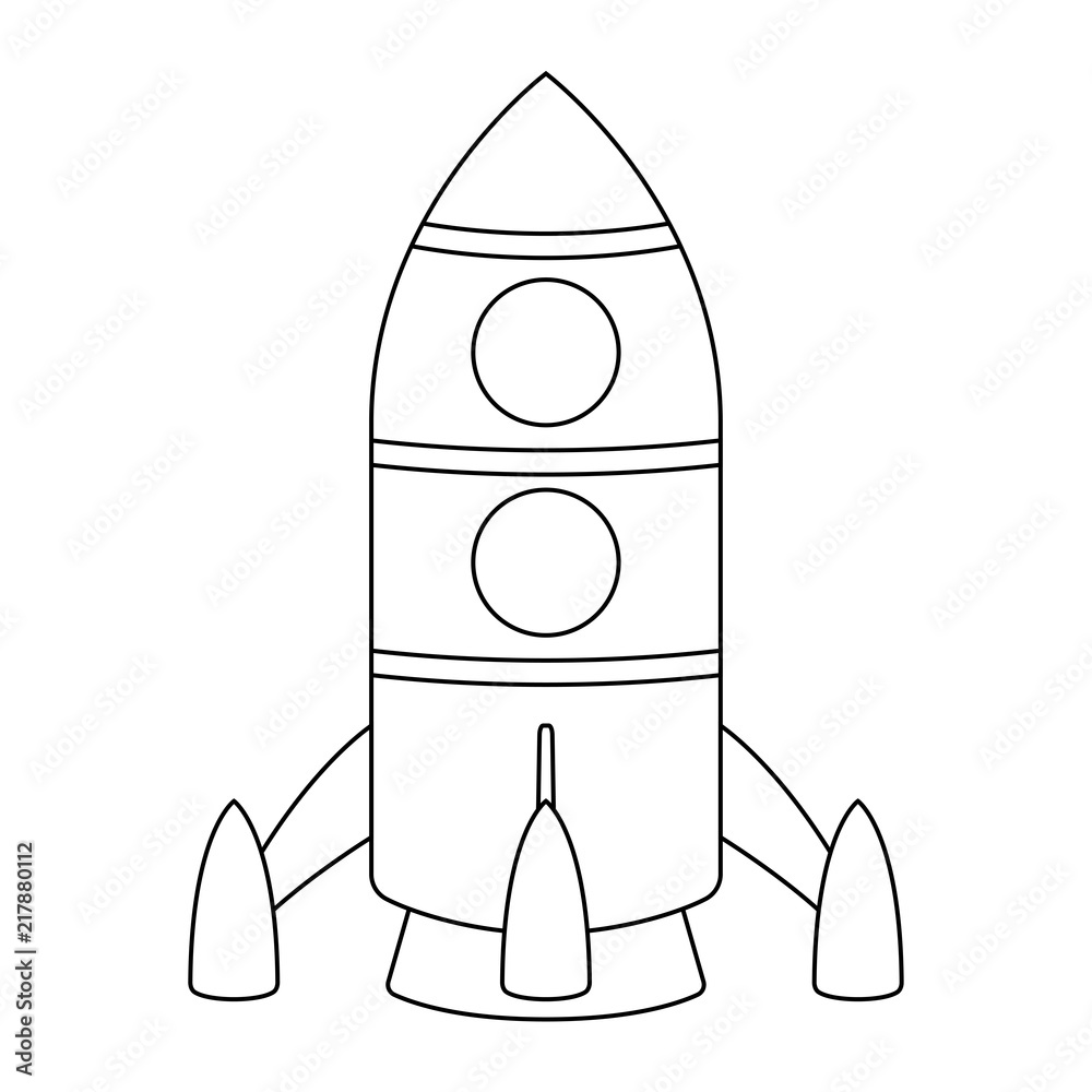 Rocket. Cartoon outline drawing Stock Vector | Adobe Stock