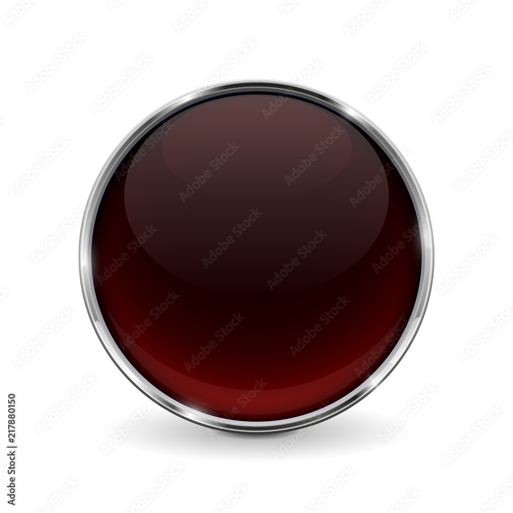 Glass brown shiny 3d button with metal frame Glass brown shiny 3d button with metal frame