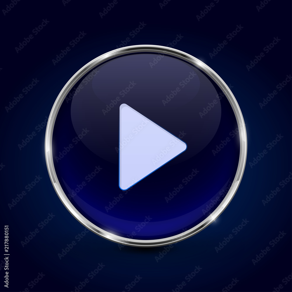 Play button. Blue 3d icon on dark blue background Play button. Blue 3d icon on dark blue background