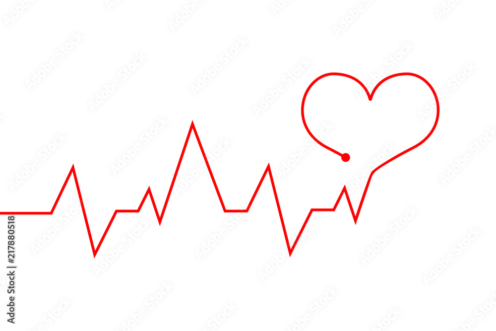 Heartbeat line. Red cardiogram as symbol of life Heartbeat line. Red cardiogram as symbol of life