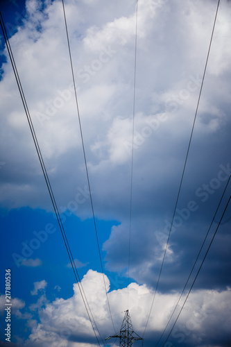 High voltage post. High voltage tower sky background. Electricity is the major energy of the world.