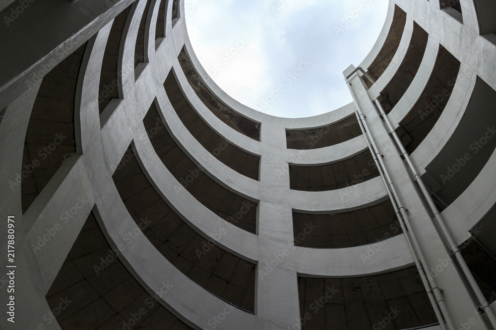 Fototapeta premium beautiful texture of spiral ramp slope for parking space at a building