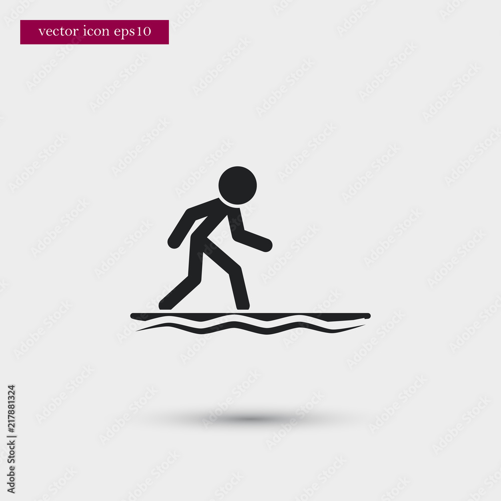 Surfing man icon. Simple travel element illustration. Holiday symbol design from summer collection. Can be used in web and mobile.