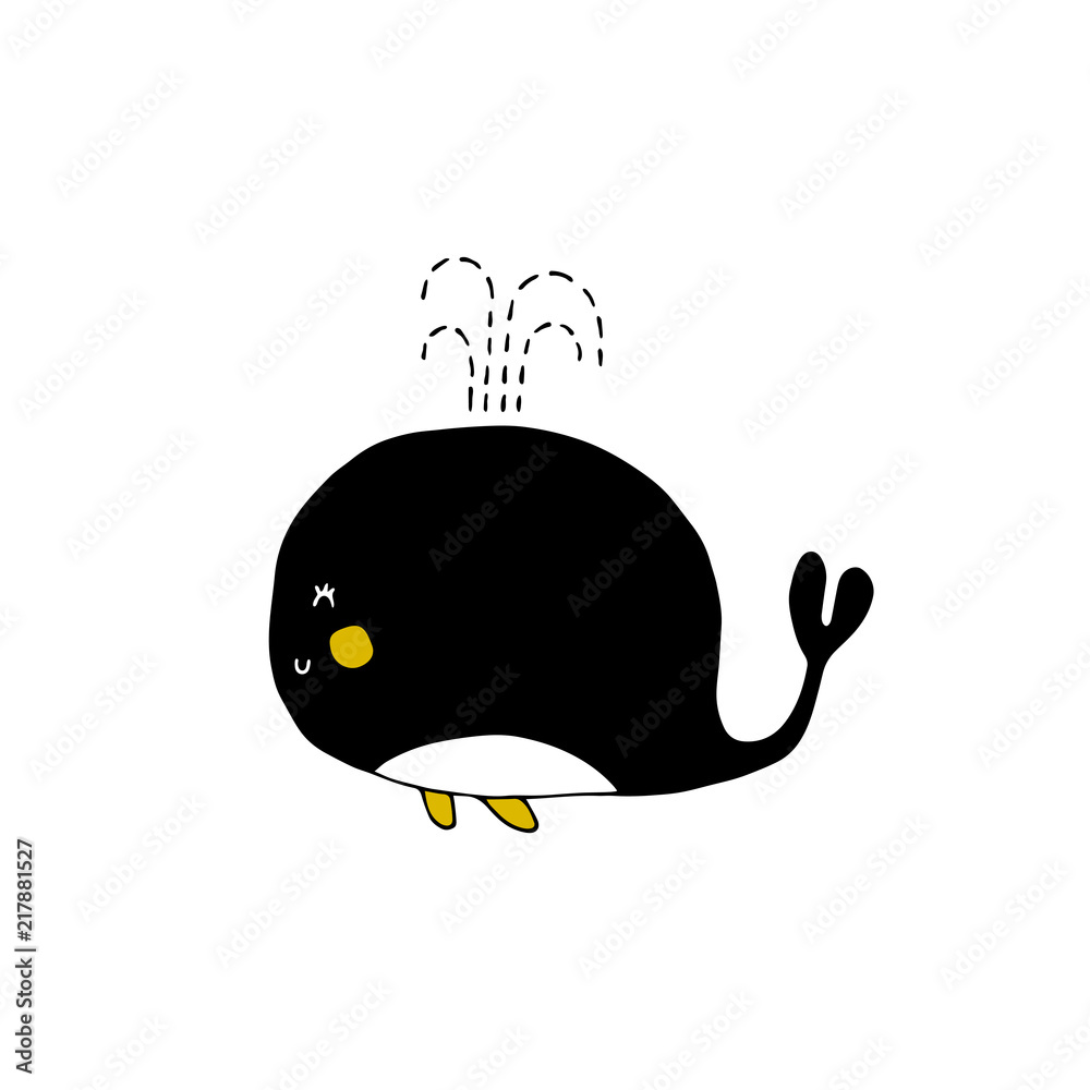 Obraz premium Wektor ręcznie rysowane wieloryb. Oceaniczny świat morski.