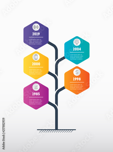 Business presentation Template with 5 options. Web concept of info chart or diagram. Vector infographic of technology or education process with 5 steps.